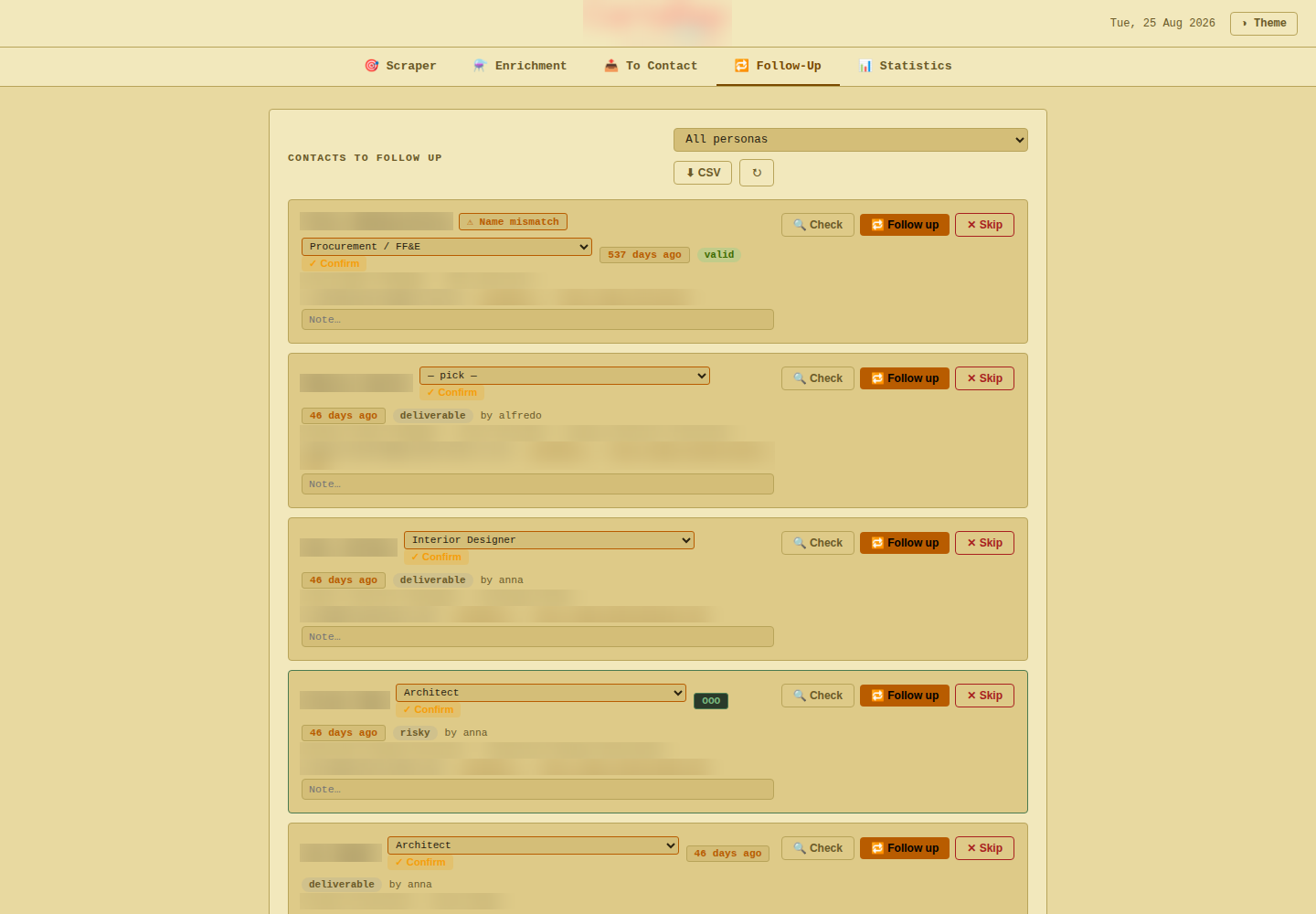 Automatic follow up queue with reply and bounce tracking