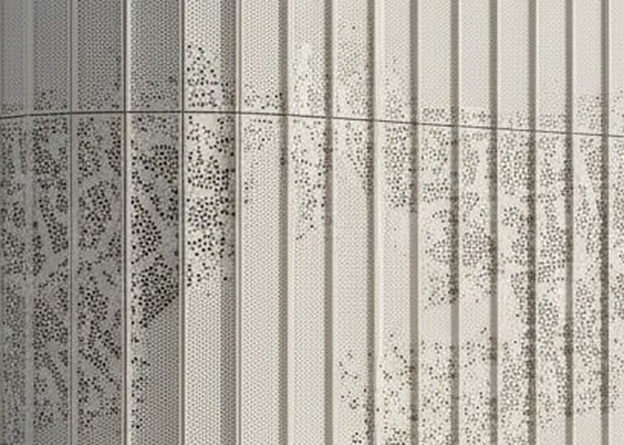 Sample render, a building facade shown from street level, daylight